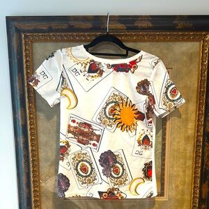 Dolce & Gabbana White Graphic T-Shirt with Tarot Card Design